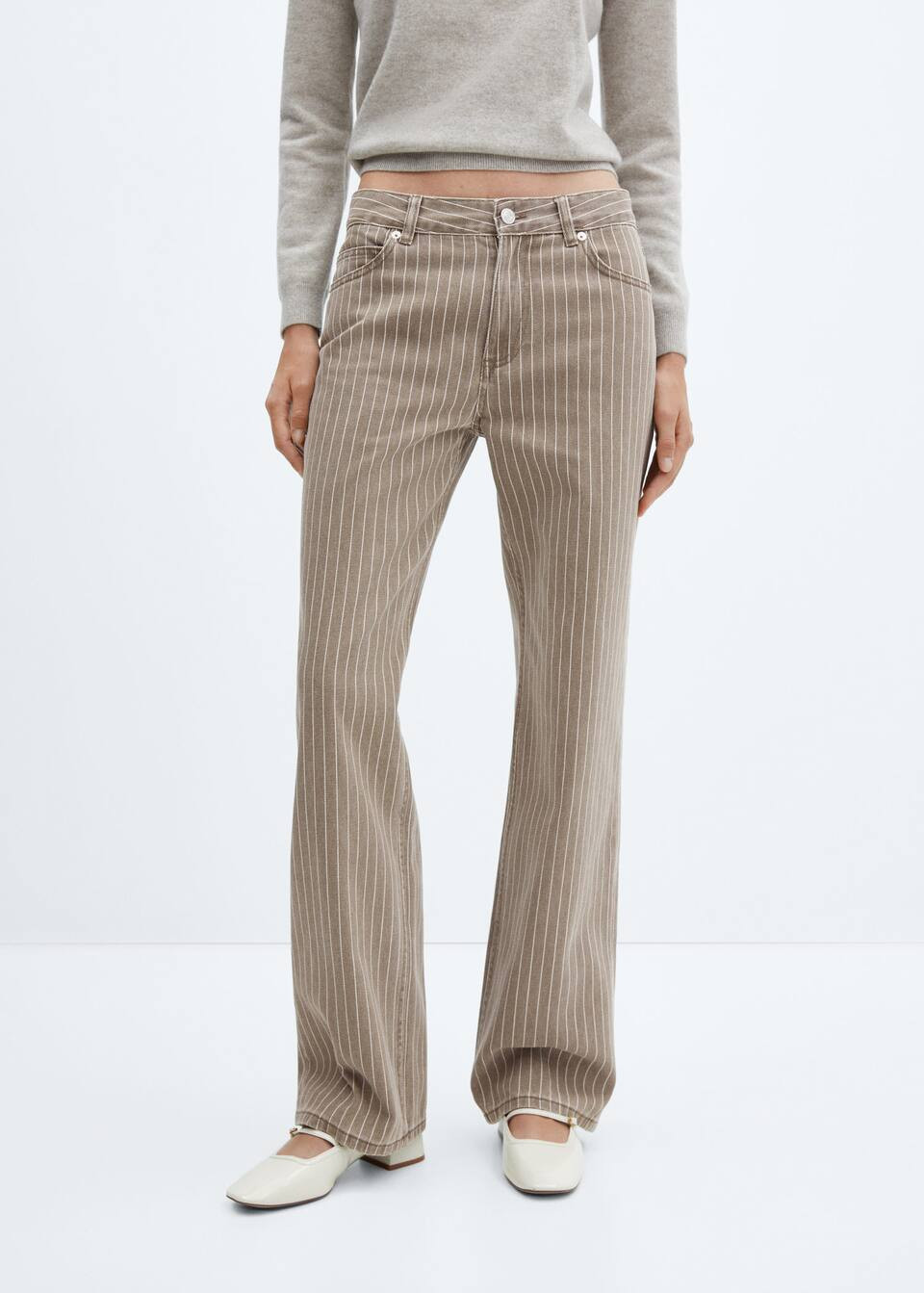 Wideleg pinstriped jeans -  Women | Mango United Kingdom | MANGO (UK)