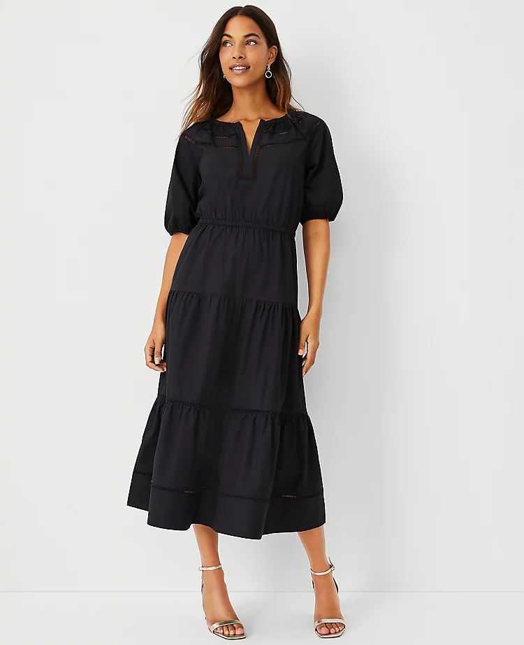 Cutout Placket Midi Dress | Ann Taylor | Ann Taylor (US)