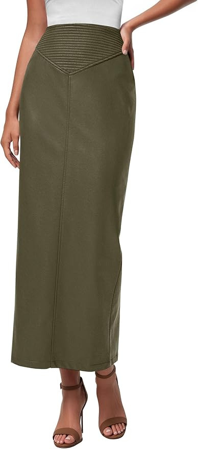 PRETTYGARDEN Long Skirts for Women 2025 Fall Fashion Clothing Faux Leather High Waist Dressy Casu... | Amazon (US)