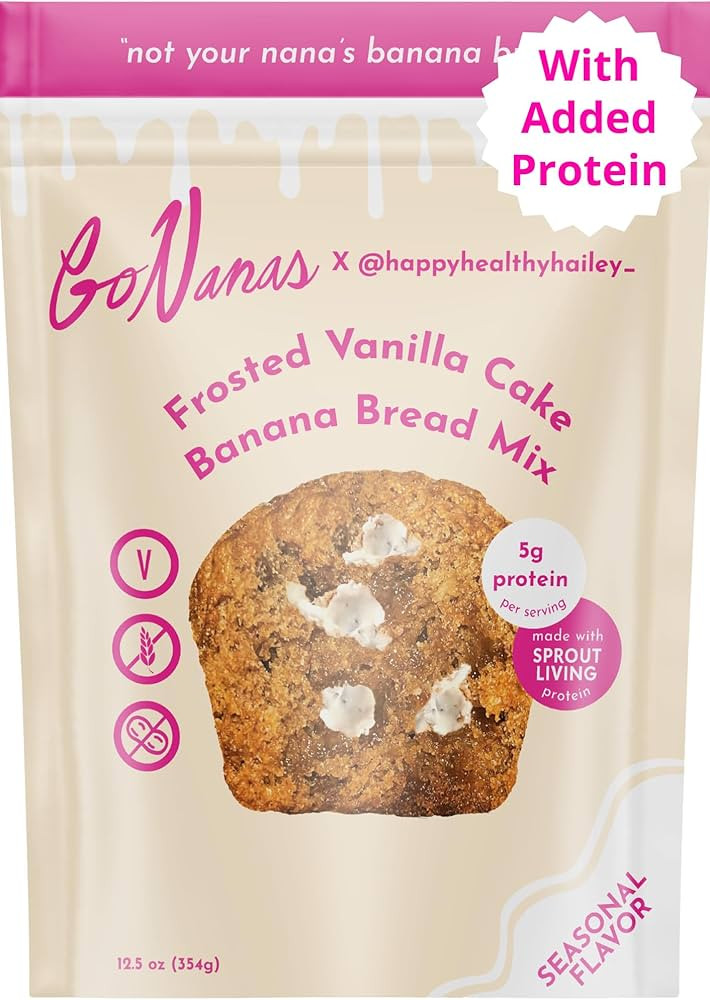 GoNanas Frosted Vanilla Cake Protein Banana Bread Mix, Vegan, Gluten Free Healthy Snacks. Oat Flo... | Amazon (US)