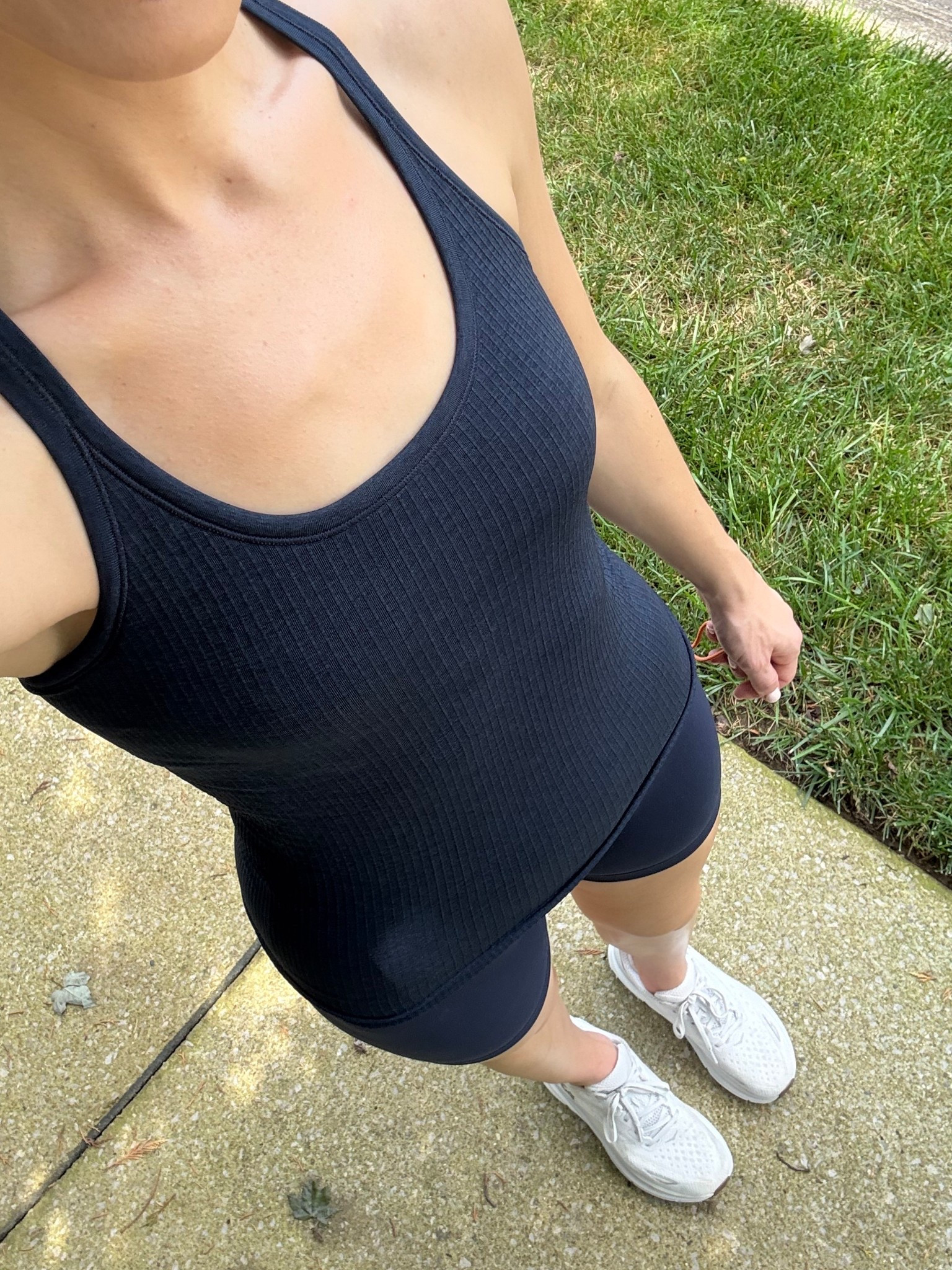 Workout OOTD - matching set 
Navy ribbed tank with built in bra - size 6. TTS. 
Biker shorts - wearing size 6. 6in. TTS. 

#LTKStyleTip #LTKSeasonal #LTKActive