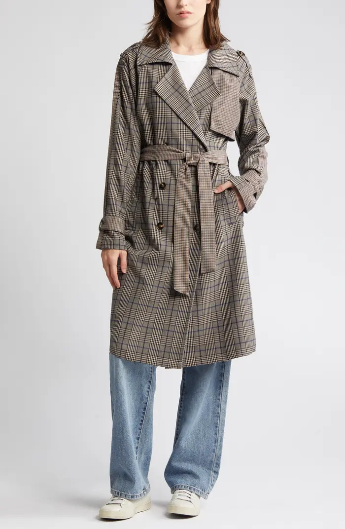 Shinely Plaid & Houndstooth Trench Coat | Nordstrom
