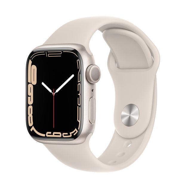 Apple Watch Series 7 GPS, 41mm Starlight Aluminium Case with Starlight Sport Band - Regular | Apple (US)