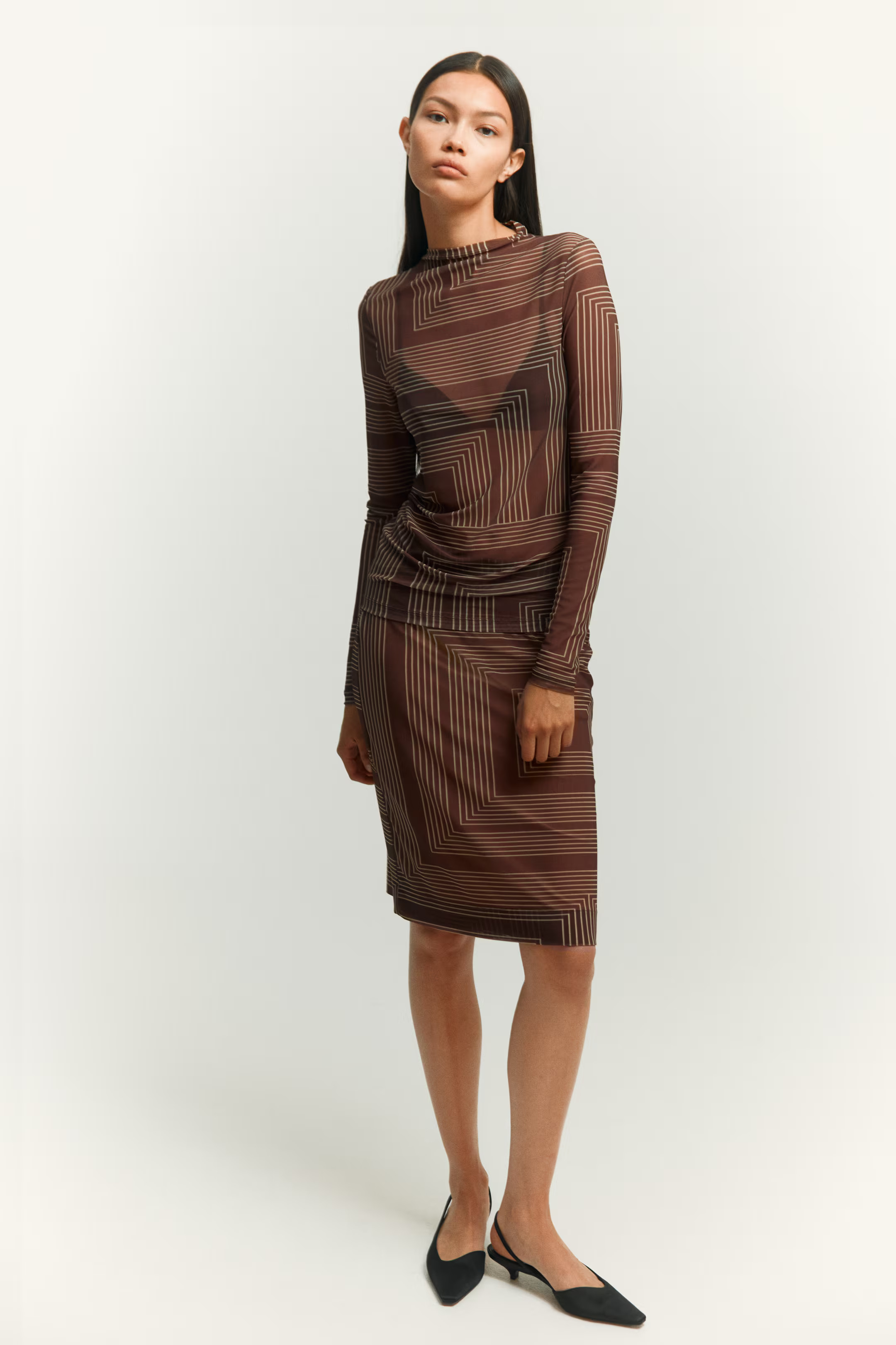 Top en mesh - Marron/motif - FEMME | H&M BE | H&M (FR, IT, ES, PT, BE)