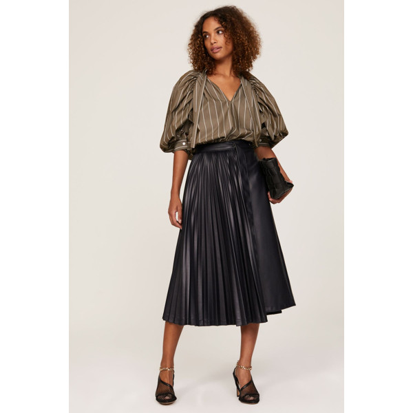 3.1 Phillip Lim Faux Leather Pleated Skirt Blue | Rent the Runway