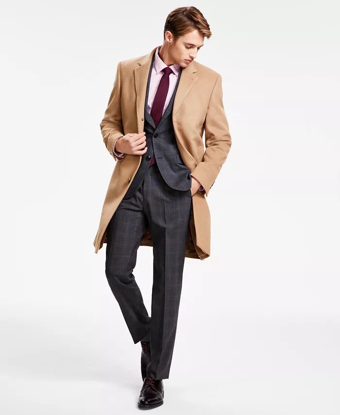 Men's Classic Fit Luxury Wool Cashmere Blend Overcoats | Macy's