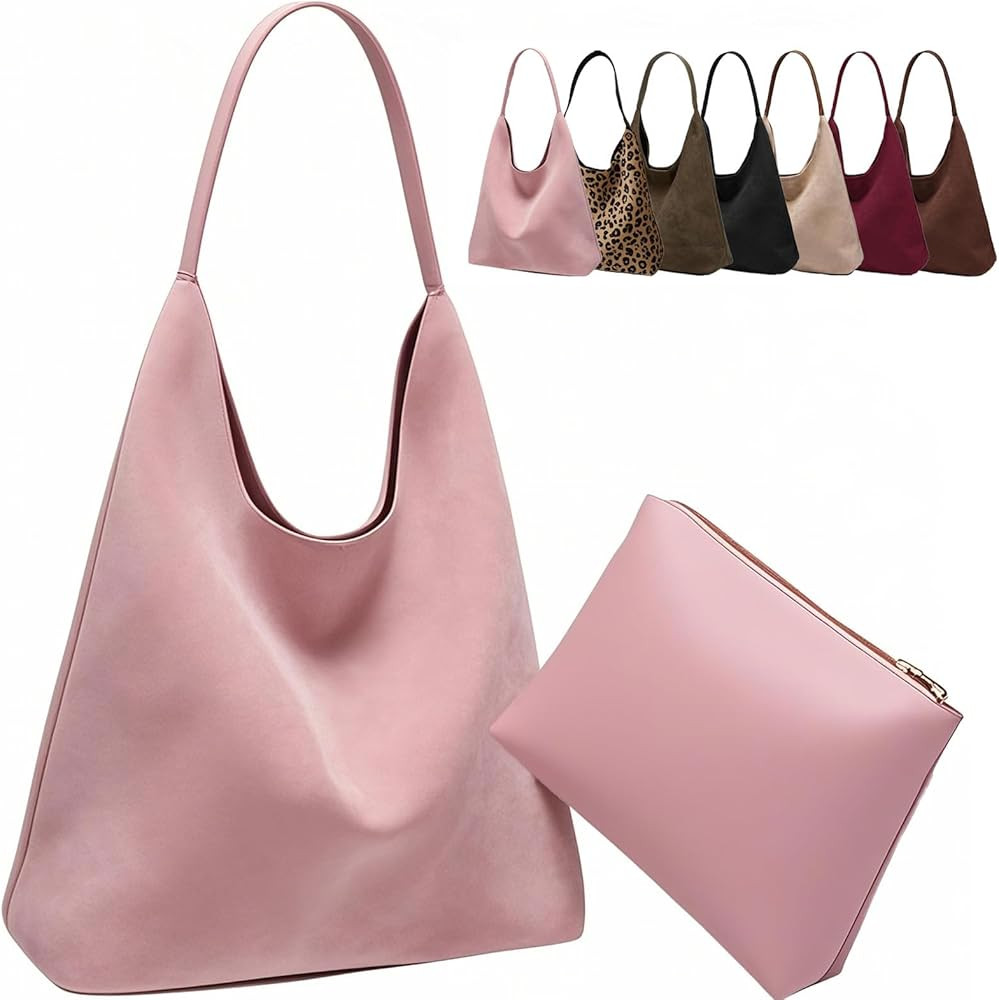 Large Work Tote Bags for Women, Boho Slouchy Suede Purses Handbags | Amazon (US)