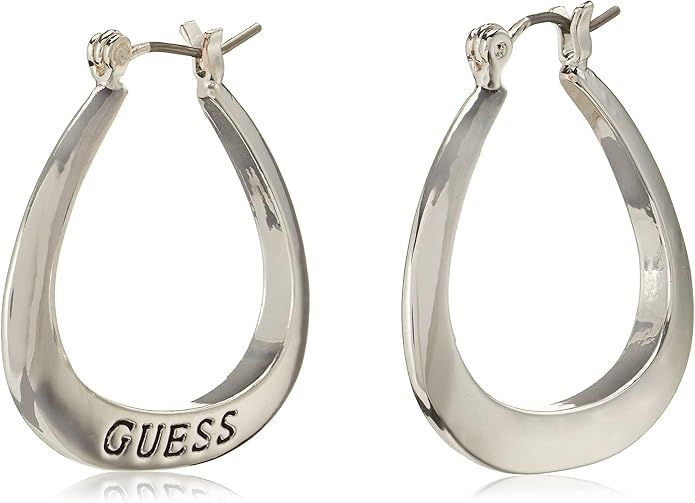 GUESS Basic Small Oval Logo Hoop Earrings | Amazon (US)