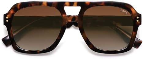 SOJOS Retro Thick Polarized Aviator Sunglasses for Women Men, Large Trendy Bold Square Pilot Shad... | Amazon (US)