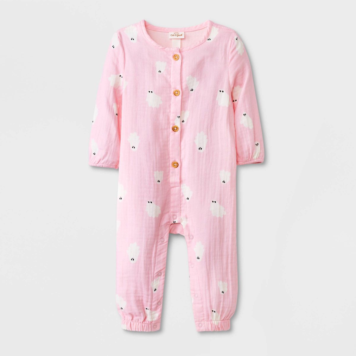 Baby Girls' Ghost Gauze Long Sleeve Romper - Cat & Jack™ Light Pink | Target