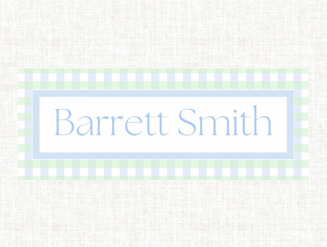 Boys Blue/Green Gingham Sticker Labels (Set of 60)- Cups/Lunch Box/Art Supplies/Organization | Etsy (US)