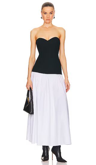 Faille Colorblock Midi Dress in Black & White | Revolve Clothing (Global)