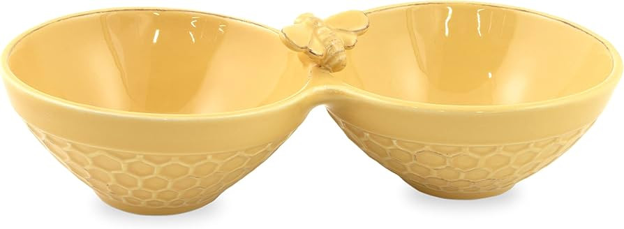 Boston International Embossed Stoneware Divided Serving Bowl, 10 x 5-Inches, Honeycomb | Amazon (US)