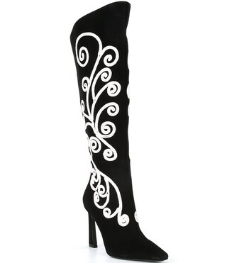 Gianni Bini Audrina Suede Soutache Braided Tall Boots | Dillard's | Dillard's