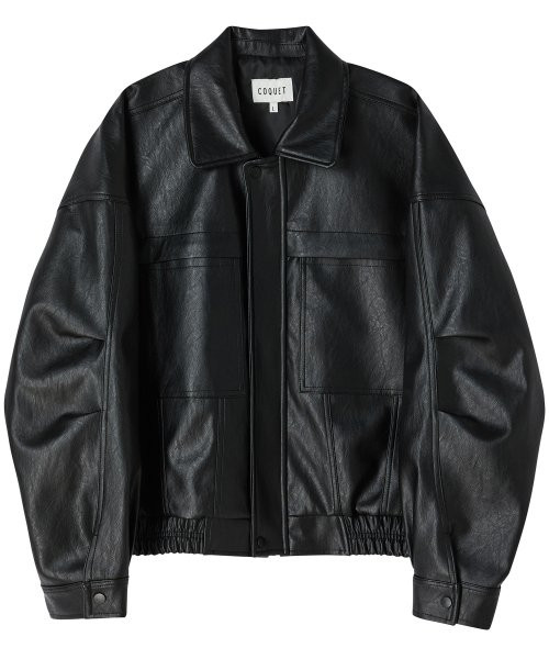 [UNISEX] VEGANLEATHER TRUCKER JUMPER BLACK | Musinsa Global