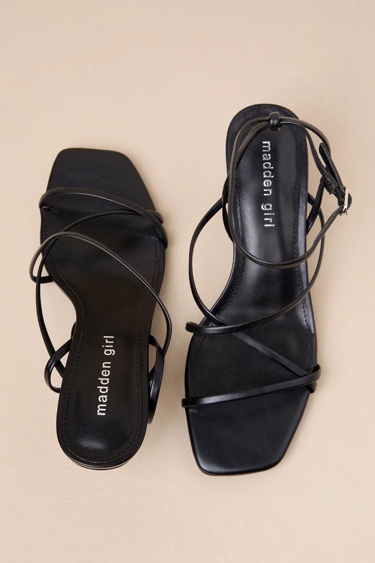 Chique Black Paris Strappy Square-Toe High Heel Sandals | Lulus