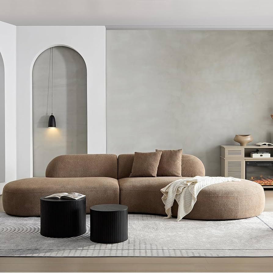 135‘’Curved Sectional Sofa, Multiple Seating Positions, Fabric Upholstery Couch for with Pill... | Amazon (US)