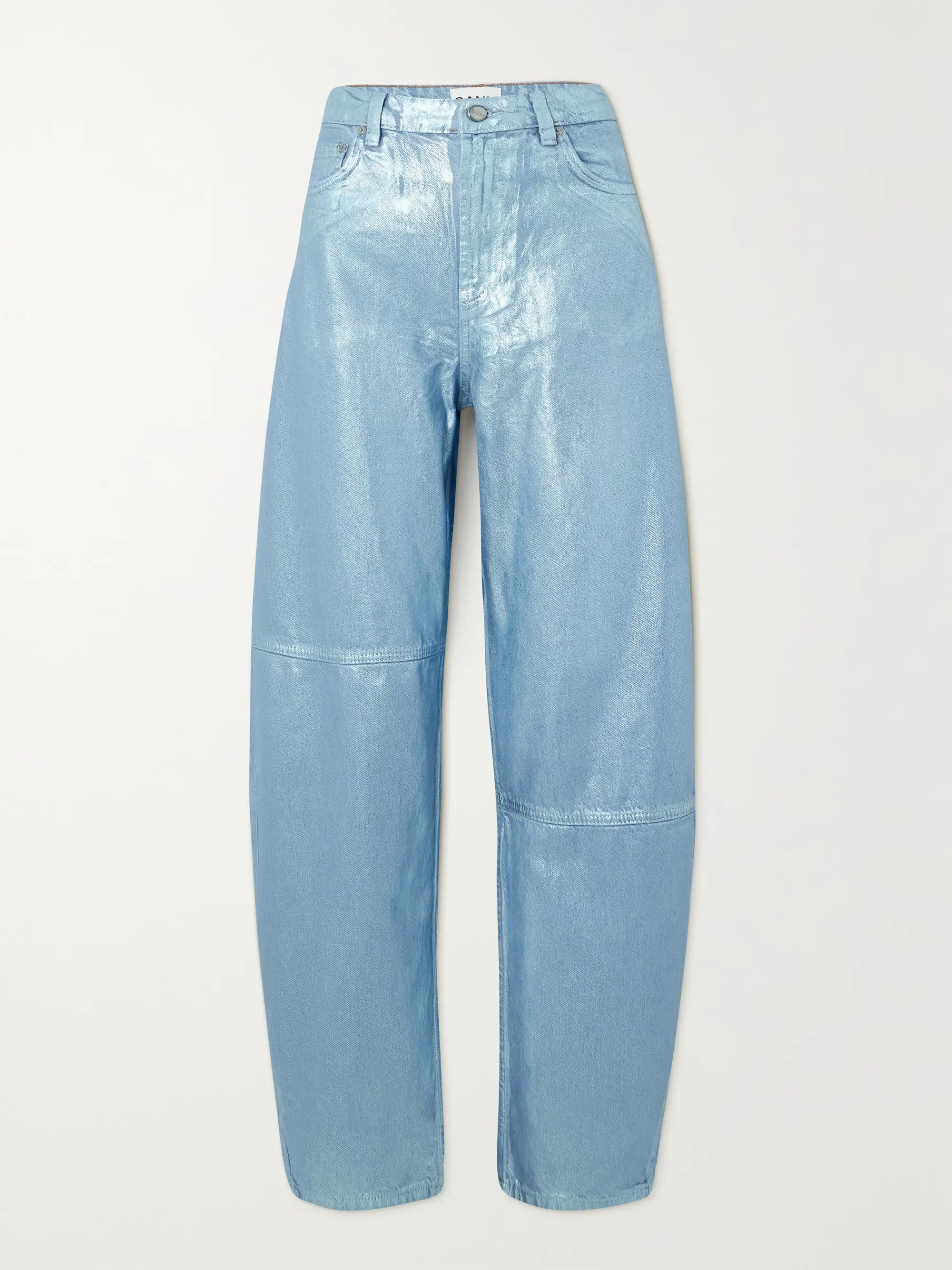 Metallic high-rise tapered organic jeans | NET-A-PORTER (US)
