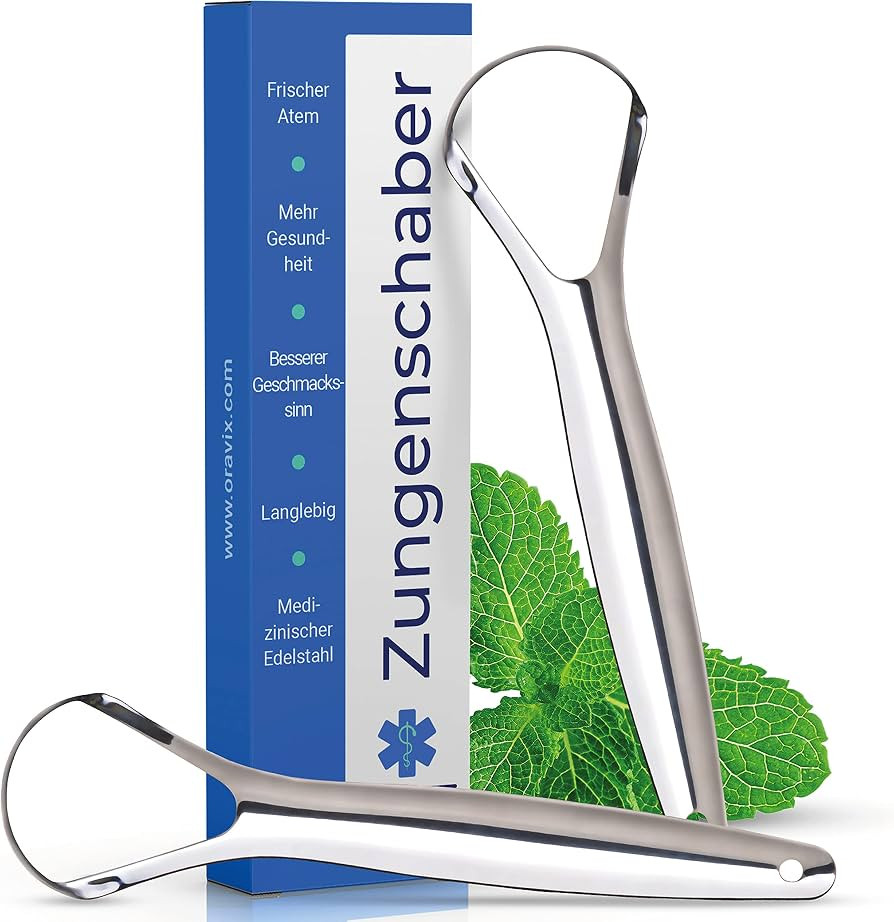 Zungenschaber Edelstahl | Zungenreiniger Set | Zungenputzer | Zungenb\u00fcrste aus Edelstahl | Z... | Amazon (DE)