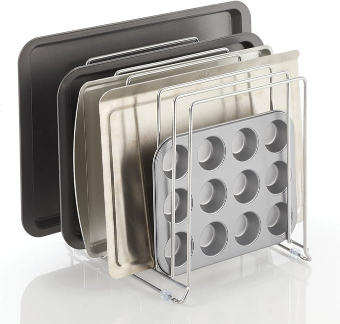 mDesign Large Metal Wire Organizer Rack for Kitchen Cabinet, Pantry, Shelves - Holder with 8 Slot... | Amazon (US)