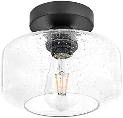 TeHenoo Industrial Ceiling Light Fixture,Seeded Glass Shade Semi Flush Mount Ceiling Light with B... | Amazon (US)