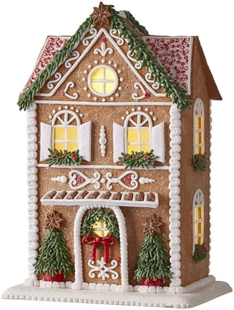 RAZ Imports Gingerbread Lighted Christmas House with Trees 13 Inch | Amazon (US)