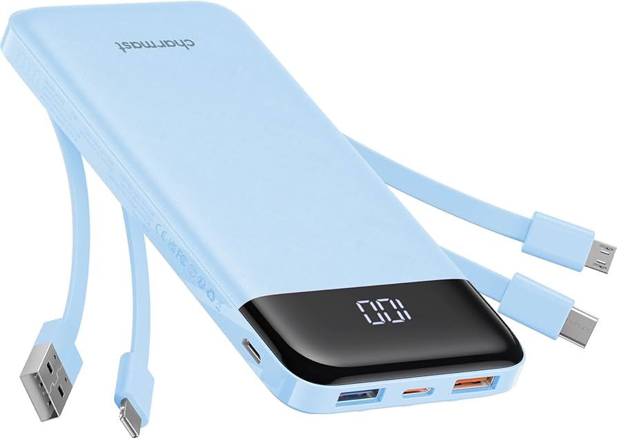 Portable Charger with Built in Cables, Portable Charger with Cords Wires Slim 10000mAh Travel Bat... | Amazon (US)