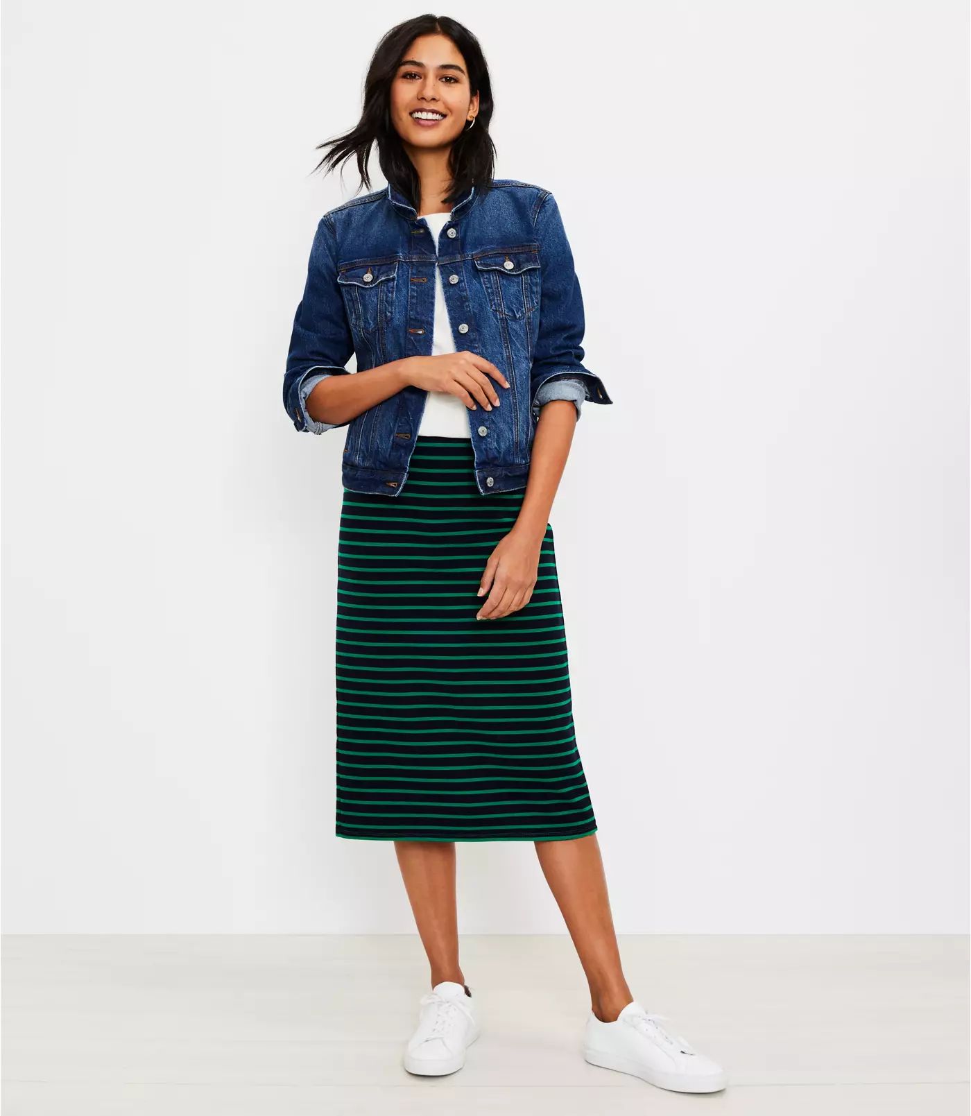 Striped Ottoman Midi Skirt | LOFT | LOFT