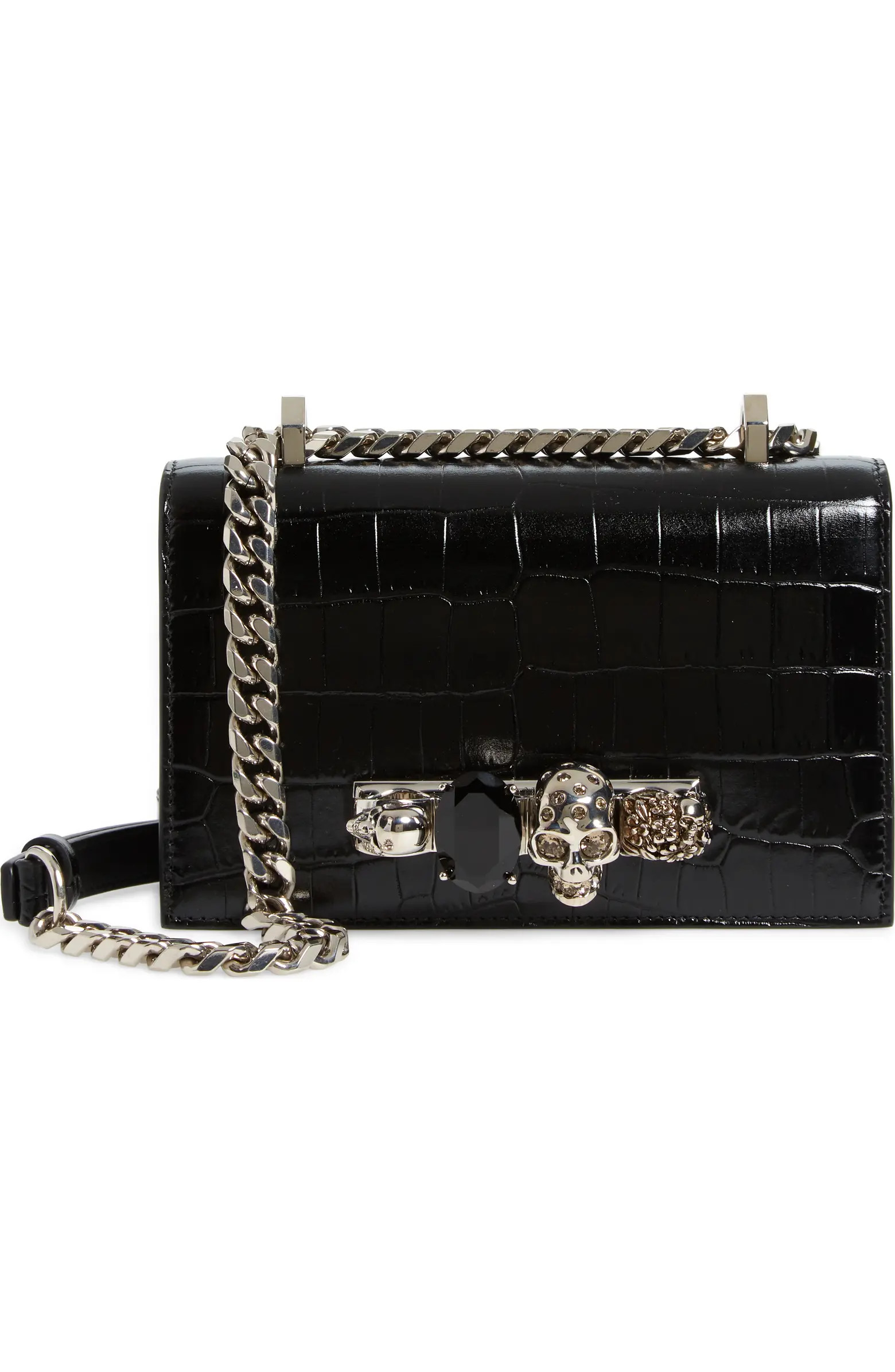 Mini Jeweled Croc Embossed Leather Crossbody Bag | Nordstrom