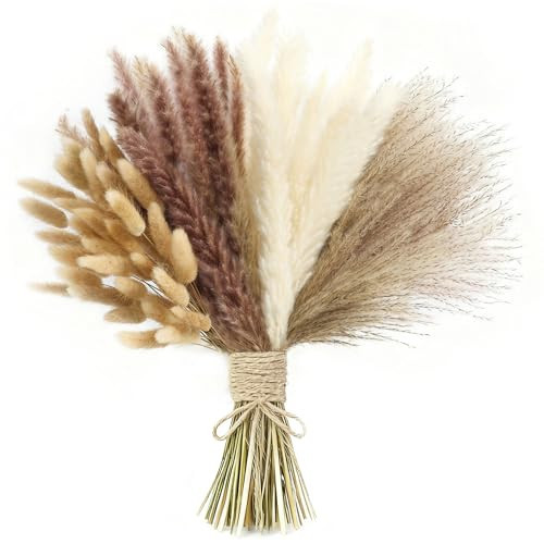 xin's convey 110pcs Dried Pampas Grass, (Vase Not Included),Dried Flower Bouquet, Reed Grass Bouquet for Boho Floral Home, Wedding Party Centerpiece, Rustic Farmhouse Decoration.(Brown) | Amazon (US)