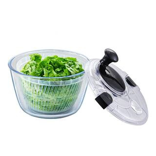 SVOPES Glass Salad Spinner, 4.75 qt., 1-Handed Easy Press Vegetable Dryer, Lettuce Cleaner BLKSLX... | The Home Depot