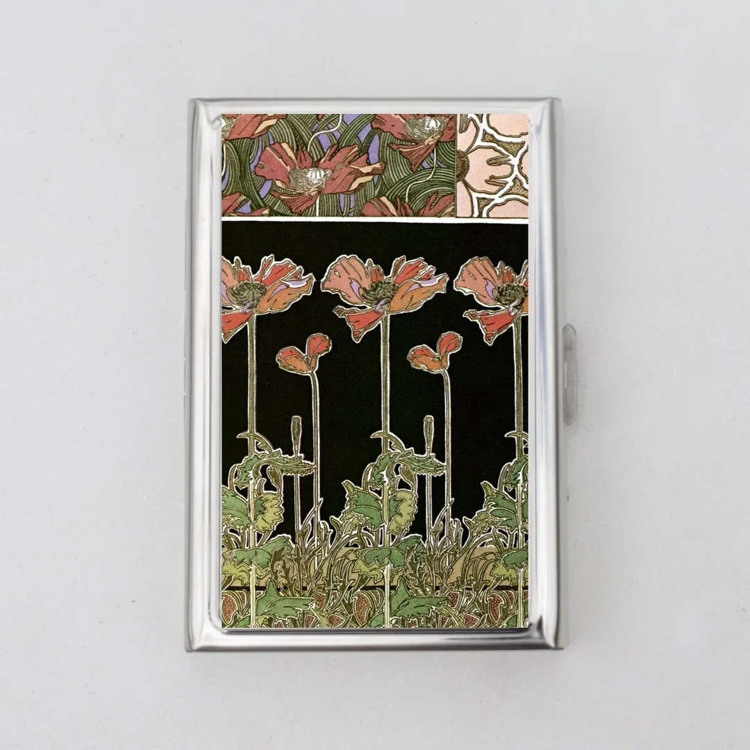 Art Nouveau Cigarette Case OR Card Holder - Floral Design, Flowers, William Morris, Poppies, Ciga... | Etsy (US)