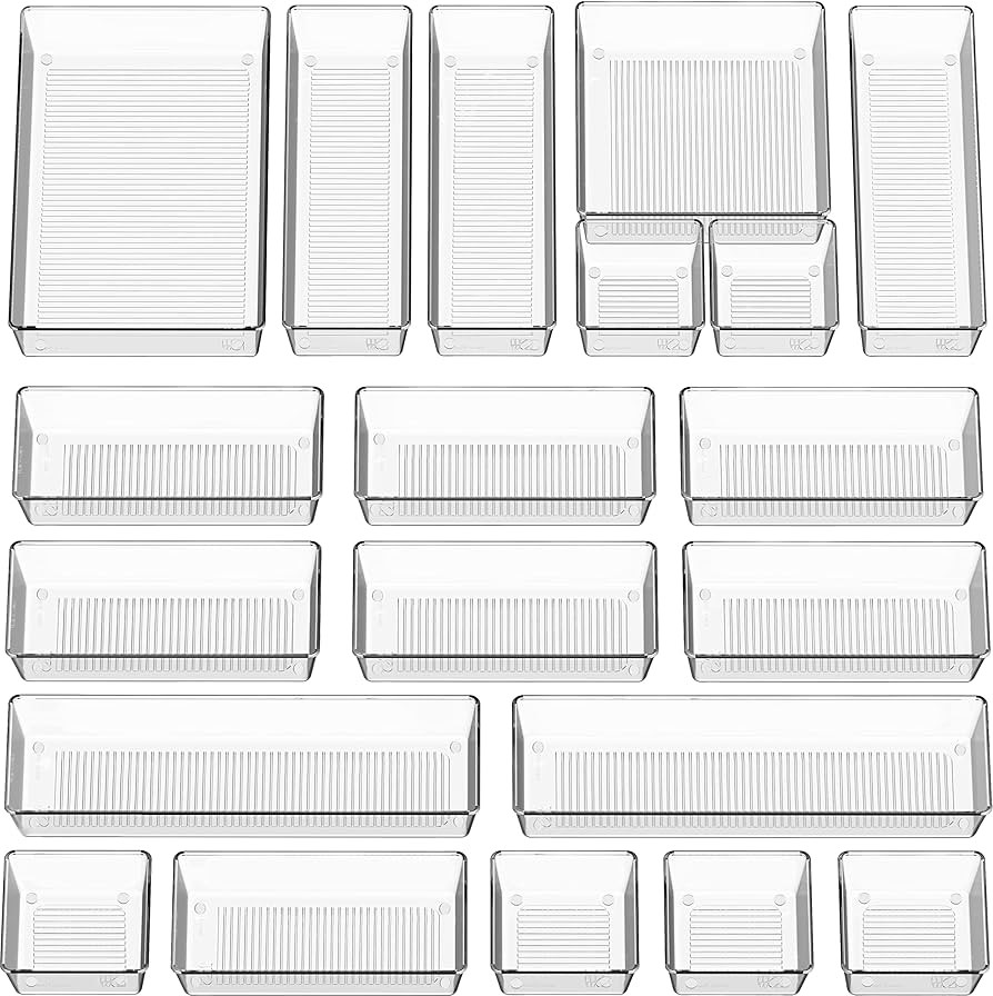 Simple Houseware 20-Pack Clear Plastic Drawer Organizers (6S, 7M, 5L, 1 XL, 1XXL) | Amazon (US)