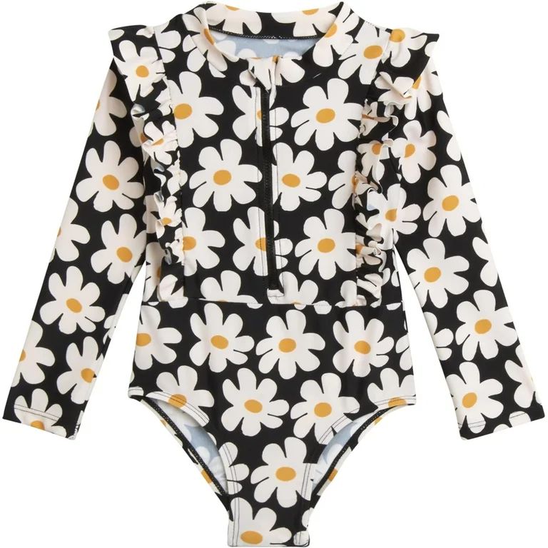Jessica Simpson Baby Girls' One Piece Bathing Suit - UPF 50+ Quick Dry Long Sleeve Quarter Zip Ra... | Walmart (US)