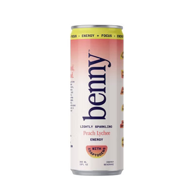 Benny Peach Lychee Lightly Sparkling Energy Drink - 12 fl oz Can | Target
