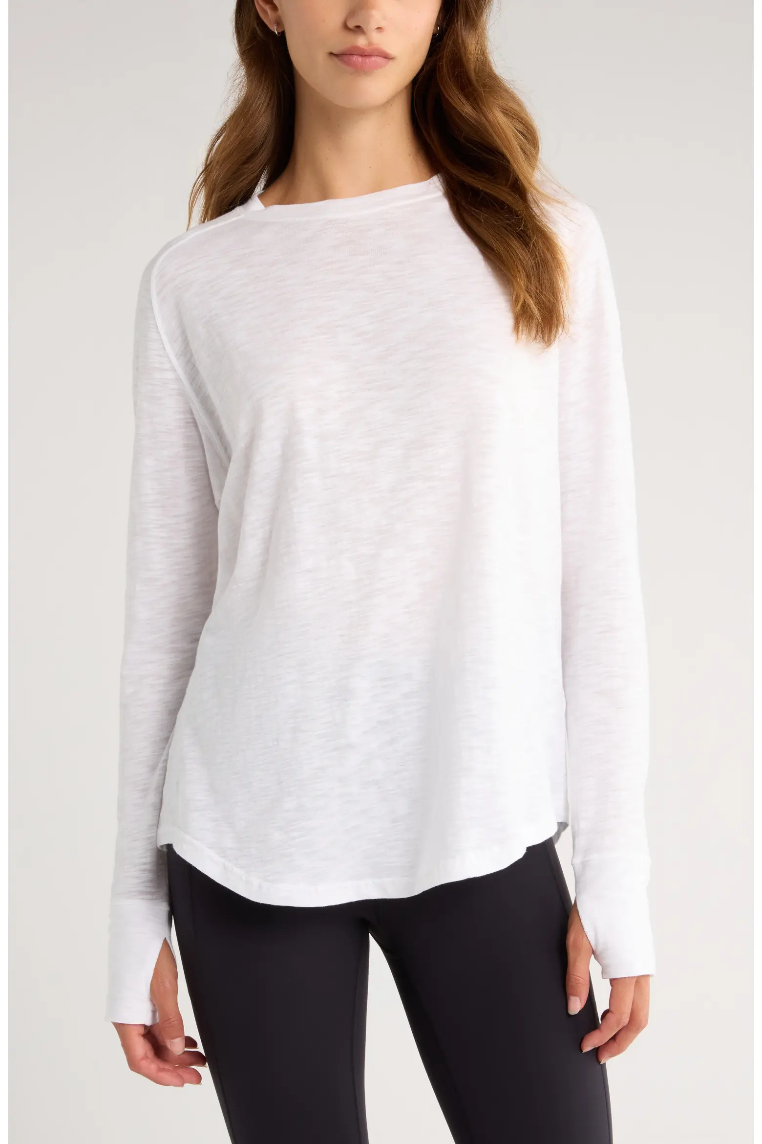 Zella Relaxed Washed 2.0 Long Sleeve Slub Tee (Women) | Nordstrom | Nordstrom