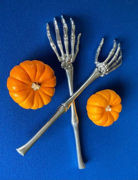 Vintage Collectable Silver Large HALLOWEEN SKELETON HANDS - Etsy | Etsy (US)