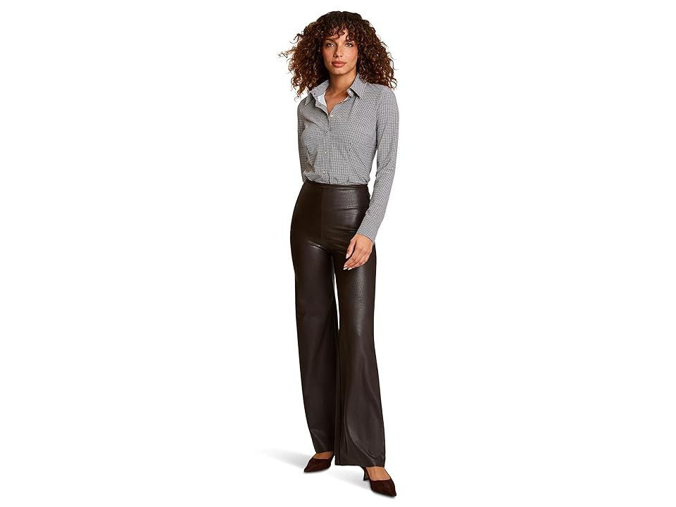Commando Faux Leather Wide Leg Pants Women's Dress Pants Espresso : XL (14-16), Elastane/Faux Leather/Leather | Zappos