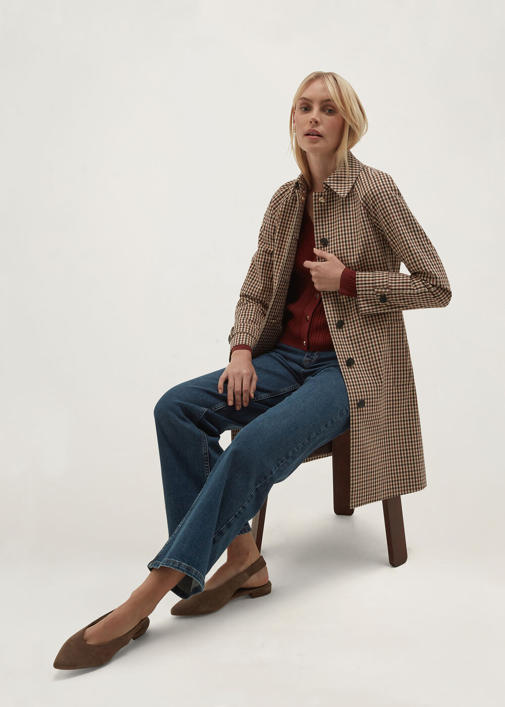 Ariana Shower Resistant Check Trench Coat | Hobbs UK | | Hobbs