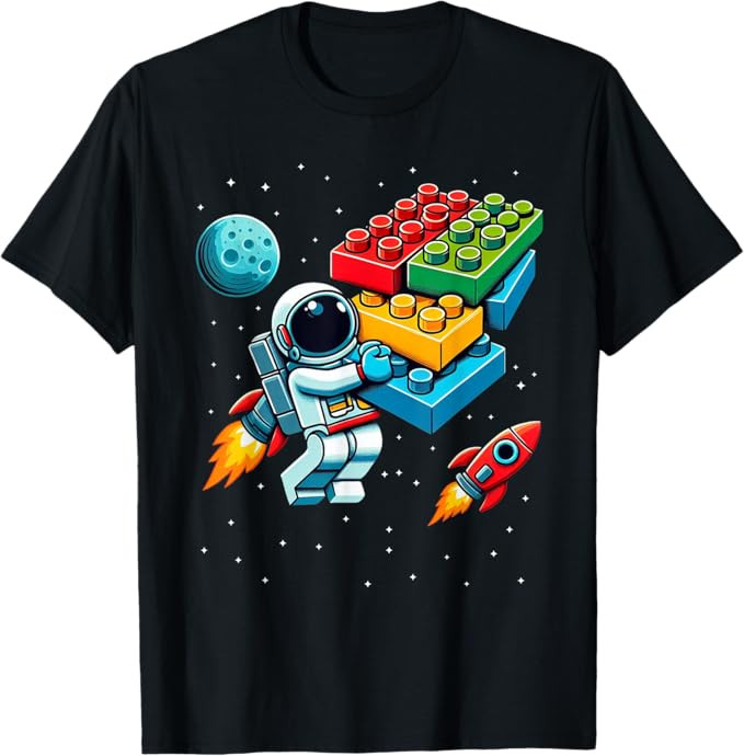 Master Builder Space Astronaut Building Blocks Bricks Boys T-Shirt | Amazon (US)