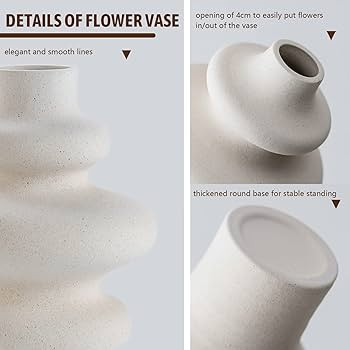 Vase, Elegant S-Shaped Flower Vase for Minimalist Decor, Handmade Ceramic Vase, 8.5 Inch White Va... | Amazon (US)