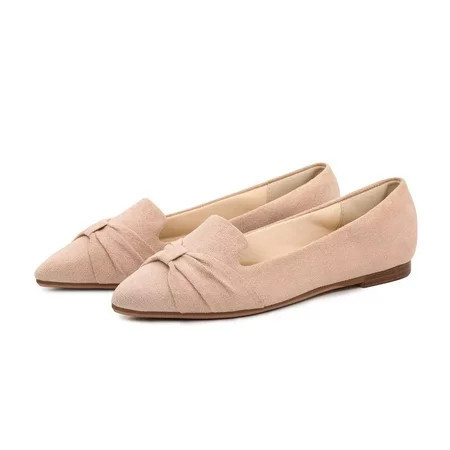 Women Flats Comfortable Pointed Toe Ballet Flats with Knot Beige 9.5 | Walmart (US)