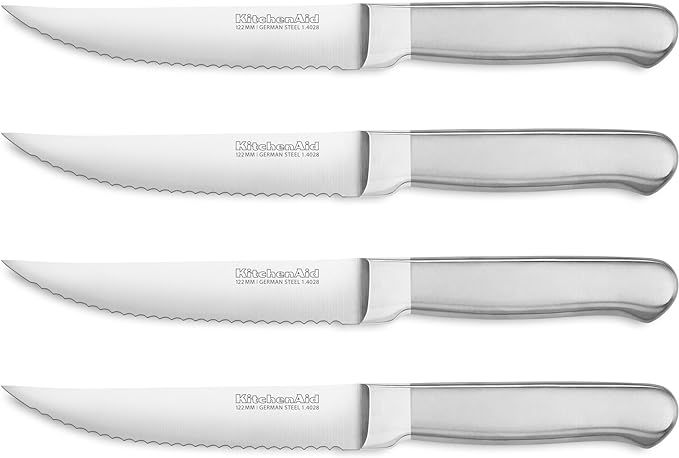 KitchenAid KKFSS4ST Classic Forged Series Brushed Steak Knife Set (Set of 4), Stainless Steel, 4.... | Amazon (US)