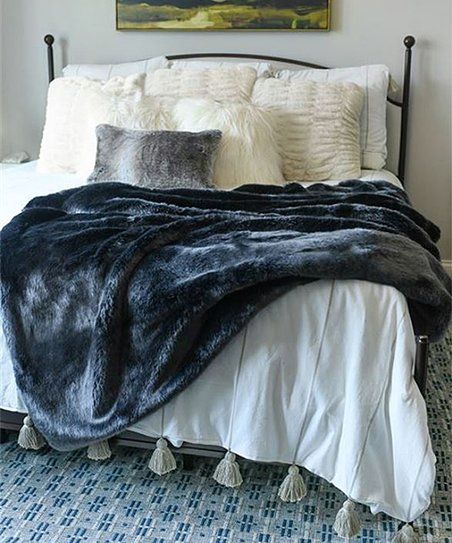 Graphite Mink Couture Collection Faux Fur Throw | Zulily