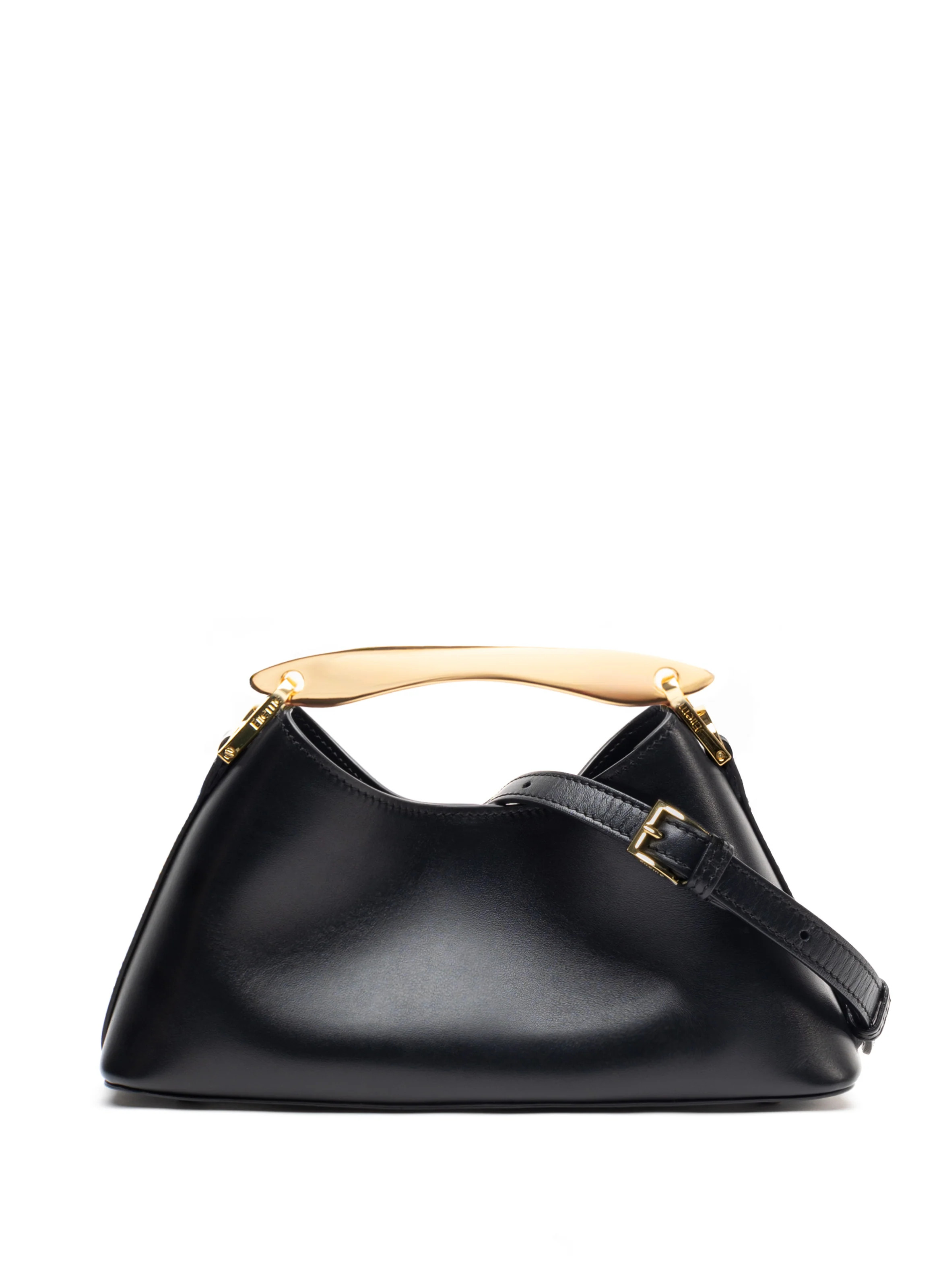 Mini Boomerang Leather Black Gold - Micro Bags for Women - Elleme | Elleme