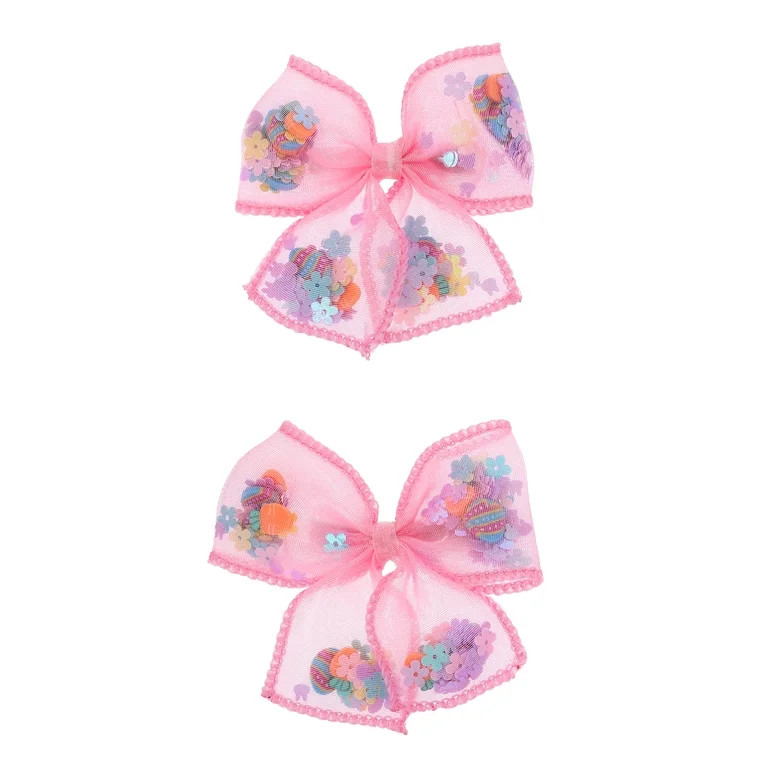 Way to Celebrate Easter Pink Bow Hair Clips, 2 Pieces | Walmart (US)