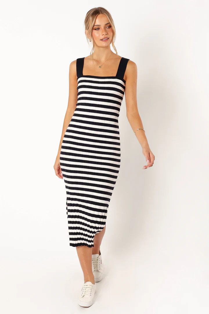 Ledger Midi Dress - Navy Stripe | Petal & Pup (US)