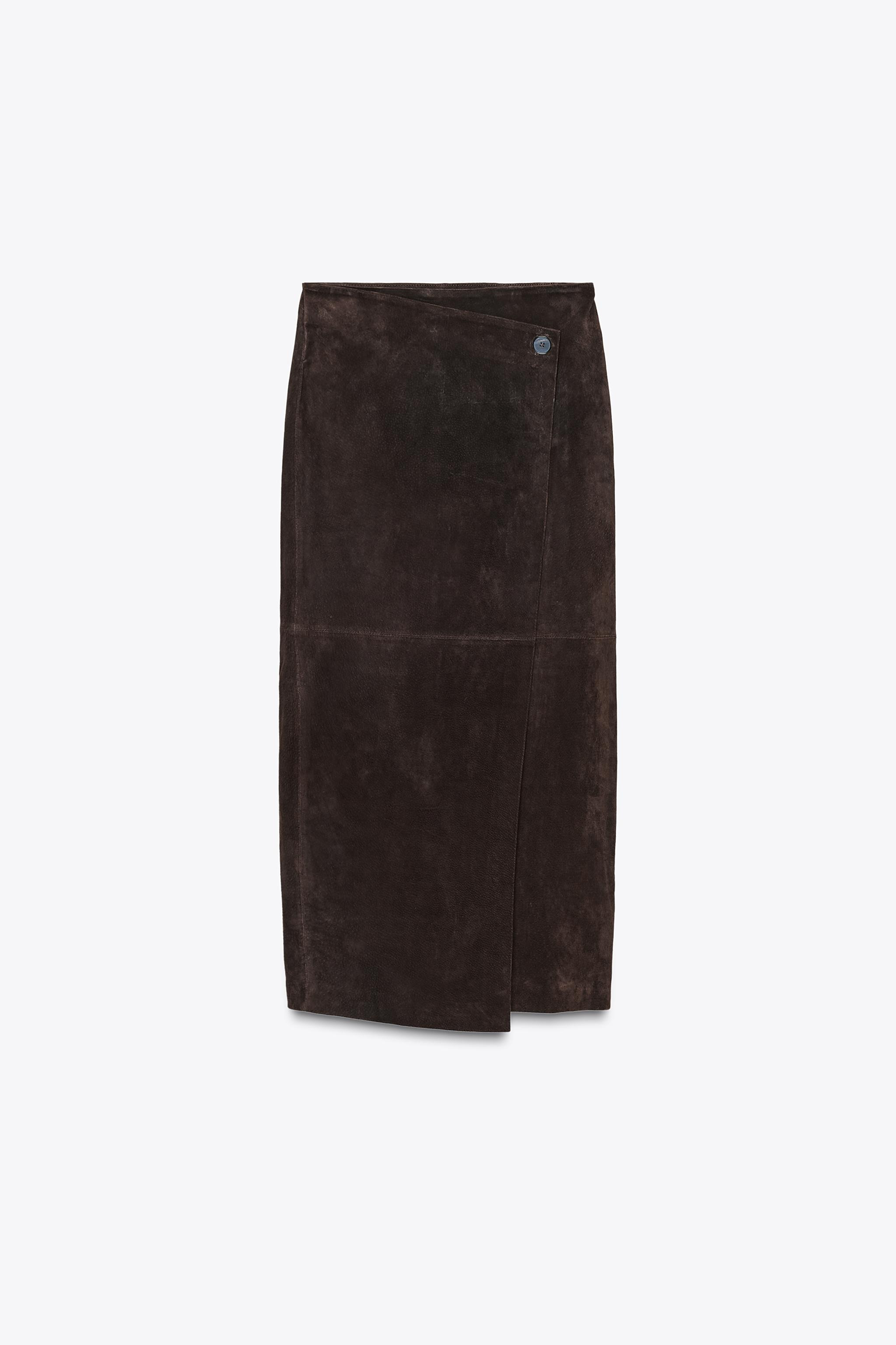 100% LEATHER WRAP MIDI SKIRT | Zara US