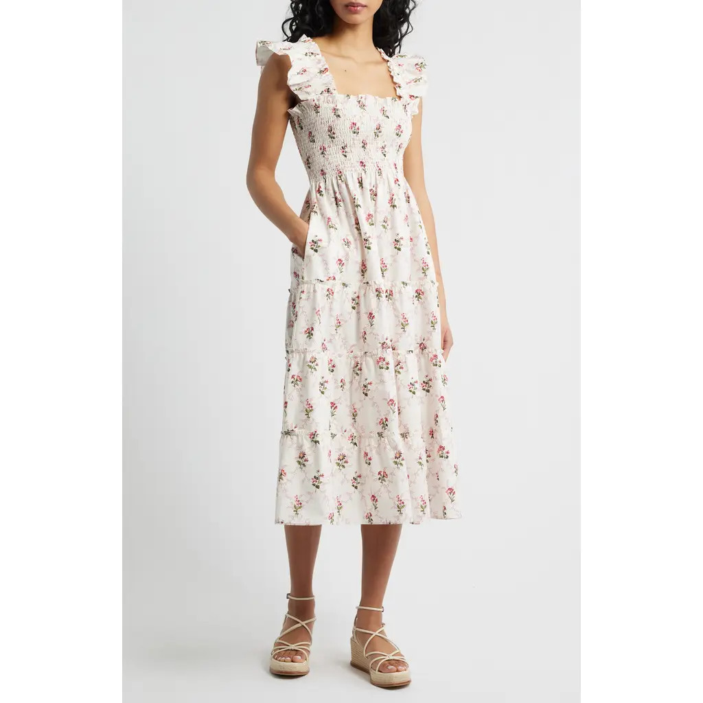 Hill House Home The Ellie Gingham Nap Midi Dress in Briar Trellis at Nordstrom, Size Small | Nordstrom