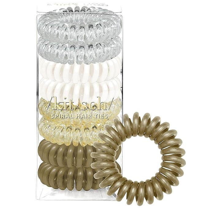 Kitsch Spiral Hair Ties for Women – Coiled Plastic Hair Ties No Damage, Ponytail Holders for Th... | Amazon (US)